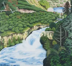 The Huka Falls by Dick Frizzell, oil on board, sold Mar 2026