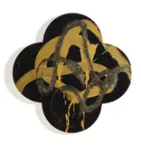 Max Gimblett, Golden Throne, acrylic, aquasize, moon gold leaf, resin and MSA on quatrefoil shaped canvas