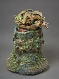 Virginia Leonard, Blue and Gold, clay, resin, lustre and gold (2021)