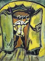 Philip Clairmont, Small Wardrobe with Coat Hanger and Nude, oil on board