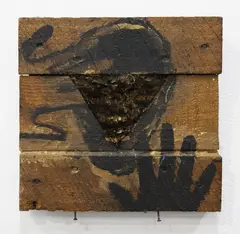 Séraphine Pick, Untitled, oil and fibre on wood (1989)