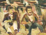 Toss Woollaston, The Shearers, oil on board