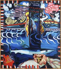 Jacqueline Fahey, The Expanding Shadow of Death, oil on board
