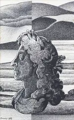 Don Binney, Untitled, charcoal, oil and collage on paper