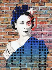 Brad Novak, Queen 1.21, collage, acrylic and spray paint on board