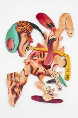 Robert McLeod, Stride, oil on artist's shaped board