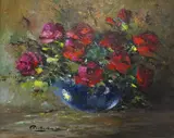 Rafael Ruescas, Untitled - Roses, oil on panel