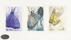 Betty Beadle, Night Visits, Emergence and Metamorphosis, three monoprints from an edition of 25, framed together with a medallion entitled Emergence