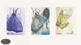 Betty Beadle, Night Visits, Emergence and Metamorphosis, three monoprints from an edition of 25, framed together with a medallion entitled Emergence