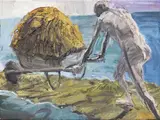 Euan MacLeod, Wheelbarrow study, oil on canvas