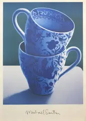 Michael Smither, Two Blue & White Teacups, poster
