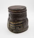Denis O'Connor, Untitled (Lidded Vessel), woodfired stoneware, made with Waiheke Swamp clay