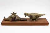 Muriel Carrick Moody, Untitled (Bird group), glazed ceramic on wooden base (minor repair)