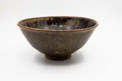 Barry Brickell, Large bowl, stoneware with tenmoku over jun glazes to the inside and speckled ash glaze to the outside