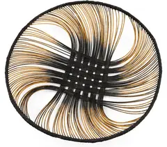 Ruth Castle, Large radiating dish, fish basket weaving technique, fine rattan core dyed with Condys crystals