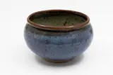 Barry Brickell, Stoneware bowl, with blue glaze to the exterior and oatmeal to the interior, tenmoku underglaze