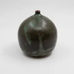 Orb specimen vase by Len Castle, stoneware with matt green and grey glazes, sold Feb 2026