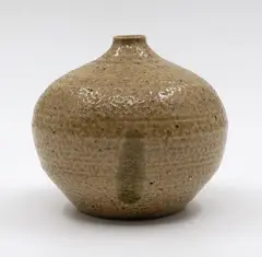 Early small orb vase by Len Castle, salt glazed stoneware probably fired at Crum Brickworks (minor chipping to the base probably due to manufacturing), sold Feb 2026