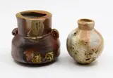 Chester Nealie, Two small bottles, wood fired stoneware