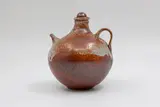 Len Castle, Lidded oil bottle, stoneware with shino glaze (repairable chip to spout)