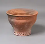 Barry Brickell, Large garden planter, unglazed terracotta with lobed and fluted walls and impressed decorative patterns to the rims, natural patina