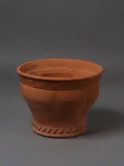 Barry Brickell, Large garden planter, unglazed terracotta with lobed and fluted walls and impressed decorative patterns to the rims, natural patina