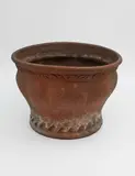 Barry Brickell, Garden planter, unglazed terracotta with lobed and fluted walls and impressed decorative patterns to the rims, natural patina