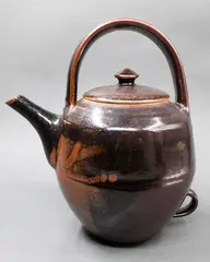 David Leach, Large teapot, stoneware with tenmoku glaze