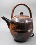 David Leach, Large teapot, stoneware with tenmoku glaze