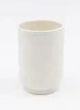 Ernest Shufflebotham for Crown Lynn, Small hand-potted cylindrical footed vase, with white cream glaze, shape no. 3