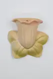 Crown Lynn Potteries, Daffodil wall vase, slip cast ceramic with pink and green highlights