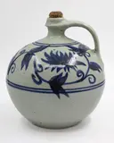 Nicholas Brandon, Large blue and white flagon, painted and glazed stoneware, with original cork stopper