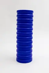 John Parker, Grooved vessel, blue glazed ceramic