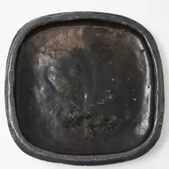 Barry Brickell and Hamish Keith, Stoneware plate, made by Barry Brickell and decorated with a stylised leaf design by Hamish Keith