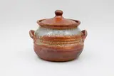 Len Castle, Lidded casserole dish, stoneware with shino glaze (minor hairline cracks)