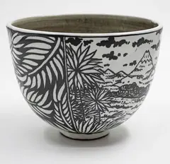 Black & white bowl by Chuck Joseph (artist), painted and glazed stoneware, sold Feb 2026