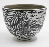 Chuck Joseph (artist), Black & white bowl, painted and glazed stoneware