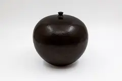 Enid Strickler, Orb vase, high-fired ceramic with 'oil spot' glaze