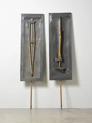 Tool Banners by Greer Twiss, lead and tawa timber, offered Feb 2026