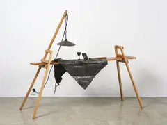 Greer Twiss, Still Life, lead, wood and electrical fitting