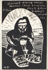 Nigel Brown, The Beautiful Waves Man, woodcut print, edition of 52