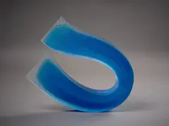 Galia Amsel, Blew, cast aquamarine bullseye and clear glass, hand-smoothed and polished