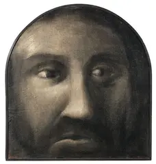 Tony Fomison, Christ, oil on canvas laid onto board in artist’s original shaped frame