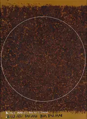Ralph Hotere, Pipiwharauroa, brolite lacquer and acrylic on board