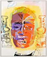 Shane Cotton, Sun Portrait, acrylic on canvas
