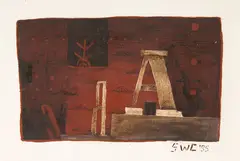 ABC by Shane Cotton, oil on paper, sold Oct 2025