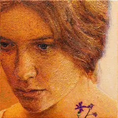 Andrew McLeod, CN (Portrait with Purple Flowers), oil on canvas
