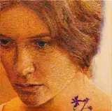 Andrew McLeod, CN (Portrait with Purple Flowers), oil on canvas