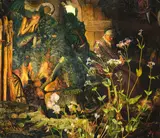 Andrew McLeod, Classical Scene with Turquoise and Ochre, oil on canvas