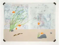 Nick Austin, Aquarium (with Wristwatch), acrylic and gesso on newspaper